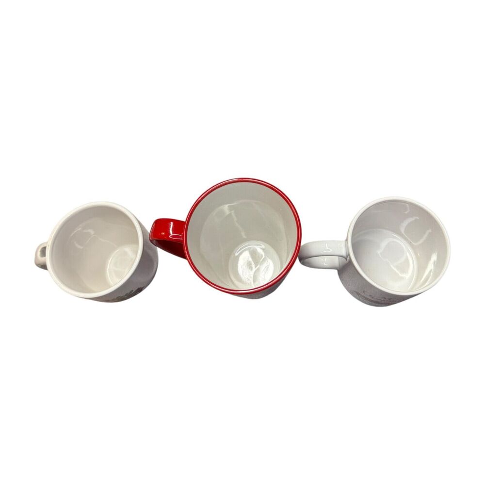 Set of 3 Holiday Coffee Mugs Merry Christmas & Holly Jolly Christmas Red Truck - Picture 2 of 5